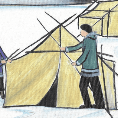 An illustration by Linda Wright for a Gwich'in children's storybook.