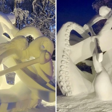 This snow sculpture created by NWT artists placed third at the Nallikari Snow Fest in Oulu, Finland. Photos: Submitted