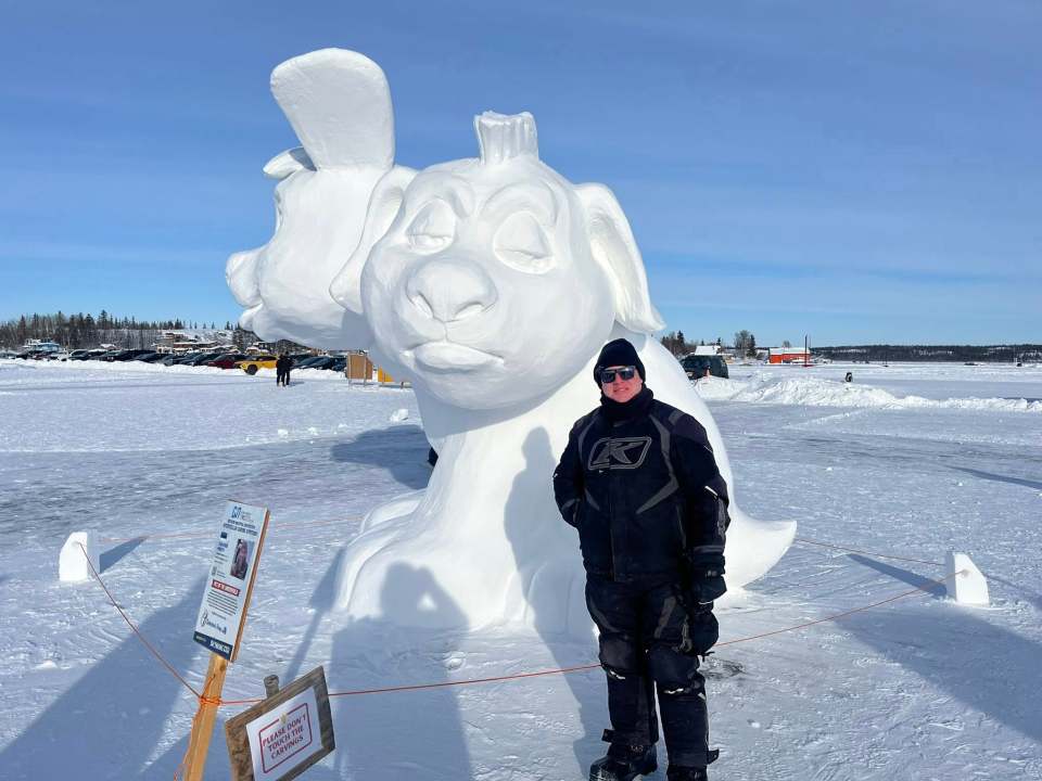 Arriving in Yellowknife in time to visit the Snowcastle and its sculptures. Photo submitted by Stephen Mills