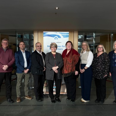Housing minister Lucy Kuptana appears alongside Housing NWT staff at a press conference on March 4, 2026. Aastha Sethi/Cabin Radio