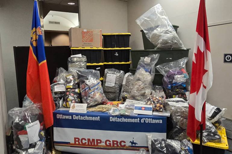 An RCMP handout image of a large quantity of seized cannabis destined for the NWT.