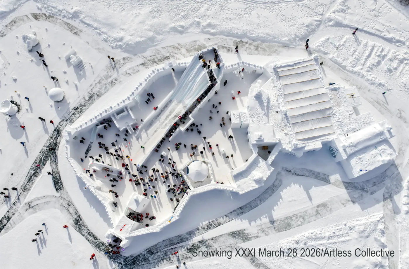 The last day of Snowkings' Winter Festival XXXI “was arguably the biggest day ever in the castle's 31 years,” writes festival president Freeze Frame, aka Bill Braden. “Prompted by the warmest day of the whole 28-day season, hundreds of loyal Yellowknifers and awestruck tourists turned out to experience the art deco castle and majestic snow carvings in all their glory - and oh, the line-ups for the ice slides!” Jay Bulckaert/Artless Collective