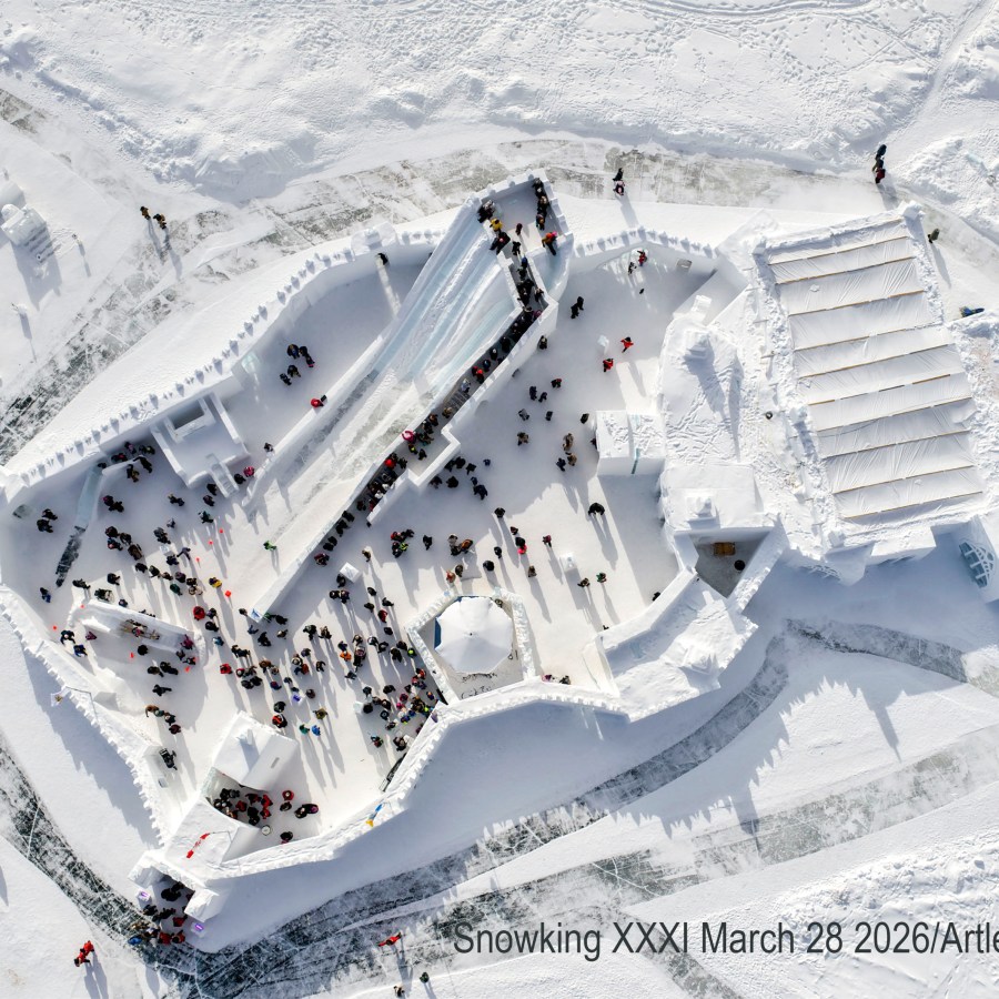 The last day of Snowkings' Winter Festival XXXI “was arguably the biggest day ever in the castle's 31 years,” writes festival president Freeze Frame, aka Bill Braden. “Prompted by the warmest day of the whole 28-day season, hundreds of loyal Yellowknifers and awestruck tourists turned out to experience the art deco castle and majestic snow carvings in all their glory - and oh, the line-ups for the ice slides!” Jay Bulckaert/Artless Collective