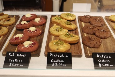 Cookies on display at North Chocolate in April 2026. Aastha Sethi/Cabin Radio