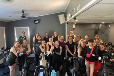 A submitted photo of a prior Racquet Club Spinathon.