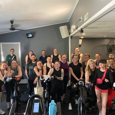 A submitted photo of a prior Racquet Club Spinathon.