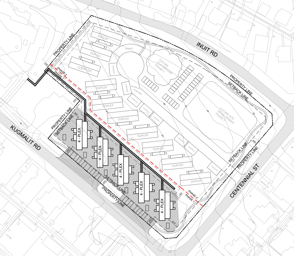 An image included in territorial government documents filed with the Town of Inuvik shows the proposed site plan.