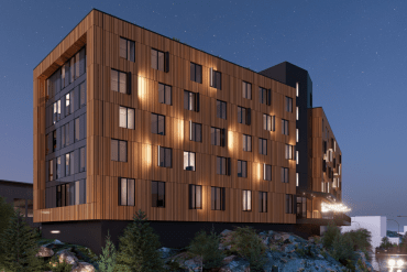 An architectural rendering of Nunastar's proposed new Yellowknife hotel, included in a submission to the City of Yellowknife.