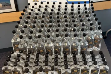An RCMP handout image of liquor seized from a shipment reportedly destined for Aklavik.