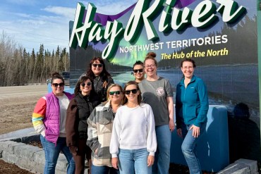 Hay River auction for education organizers. From left: Moriah Hoyles, Rhiannon Kuzmin, Jillian Zdebiak, Nicole Klause, Sarah Froese, Lana Nason, Calah Laviolette and Irene Miller. Not pictured: Niada Monkman and Jennifer Webb. Photo: Submitted