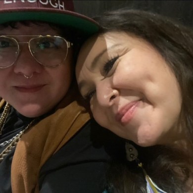 A photo of Cris Derksen, left, and Leela Gilday posted to Gilday's Facebook page