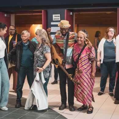 Munya Mataruse (with the guitar) and community members at a previous Africa Day Celebration. Submitted by Munya Mataruse