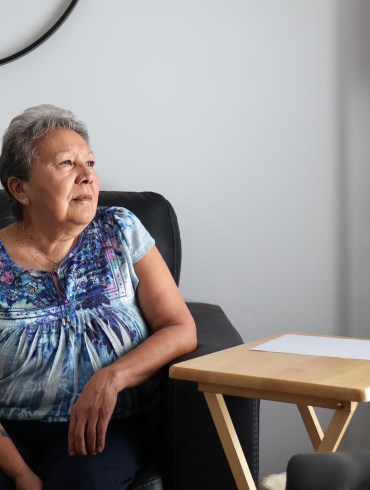 Bernice Gargan at her home in Fort Simpson. Claire McFarlane/Cabin Radio