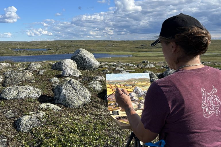 Jen Walden during an artist residency program on the tundra. Photo: Mary Buckland