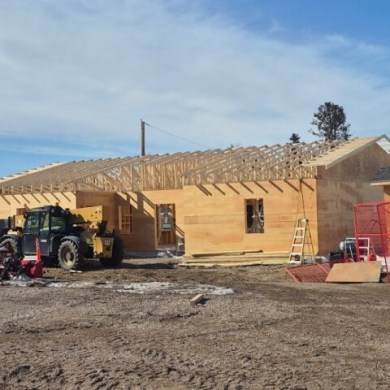 Fort Smith social housing duplex under construction. Photo: Fort Smith Métis Council