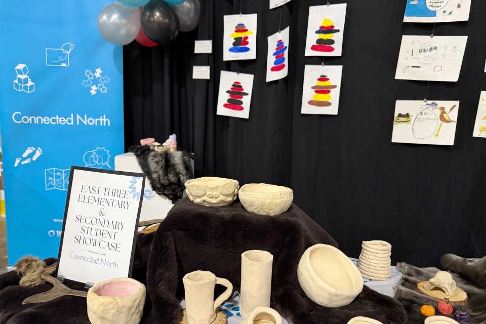 An exhibit of Connected North student work at Inuvik's Muskrak Jamboree. Jennifer Corriero/Connected North