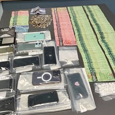 An RCMP handout image of items reportedly seized from an Inuvik apartment on May 5, 2026.