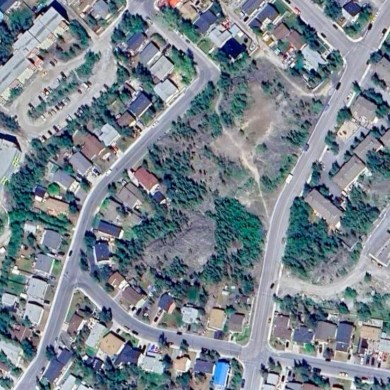 A Google Maps satellite image of the green space between Burwash Drive, left, and Con Road, right.