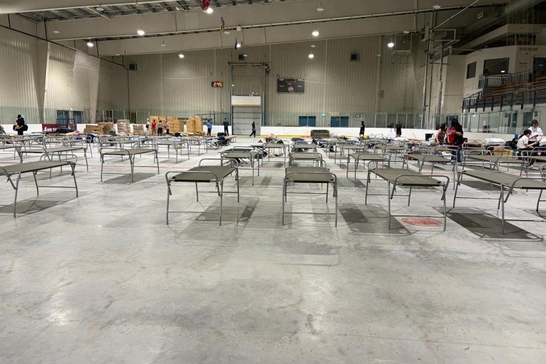 Yellowknife's multiplex welcomes its first evacuees from Fort Simpson. Photo: Submitted