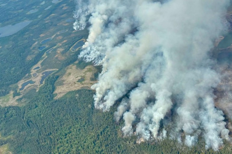 The southeast flank of FS016 on the afternoon of June 28, 2026. Photo: NWT Fire