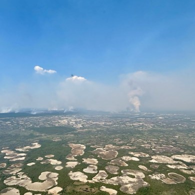A Parks Canada image of wildfires inside Wood Buffalo National Park published on June 29, 2026.