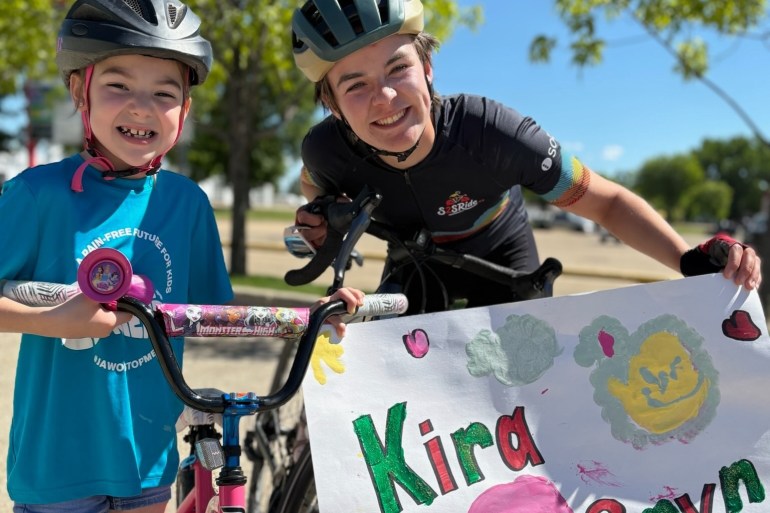 Kira Young and supporters in Slave Lake. Photo: Submitted