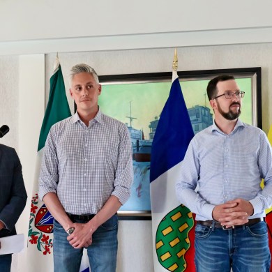 From left: Yukon Premier Dixon Currie, NWT Premier RJ Simpson and Nunavut Premier John Main. Emily Blake/Cabin Radio