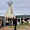Łutsël K'é Dene Elder JC Catholique speaks at a celebration of Thaıdene Nëné's first relationship plan. Emily Blake/Cabin Radio