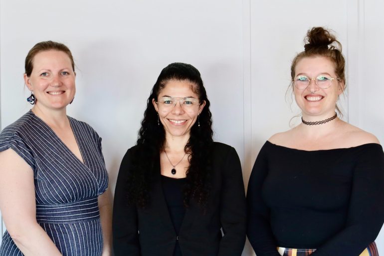 From left: Yukon University's Davon Callander, University College of the North's Danielle Freitas and UArctic's Lisa Goulet. Emily Blake/Cabin Radio