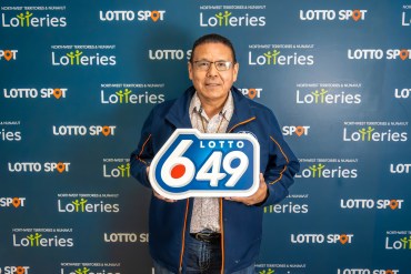 A photo published by the Western Canada Lottery Corporation shows Chief Ernest Betsina following his $2.5-million win.