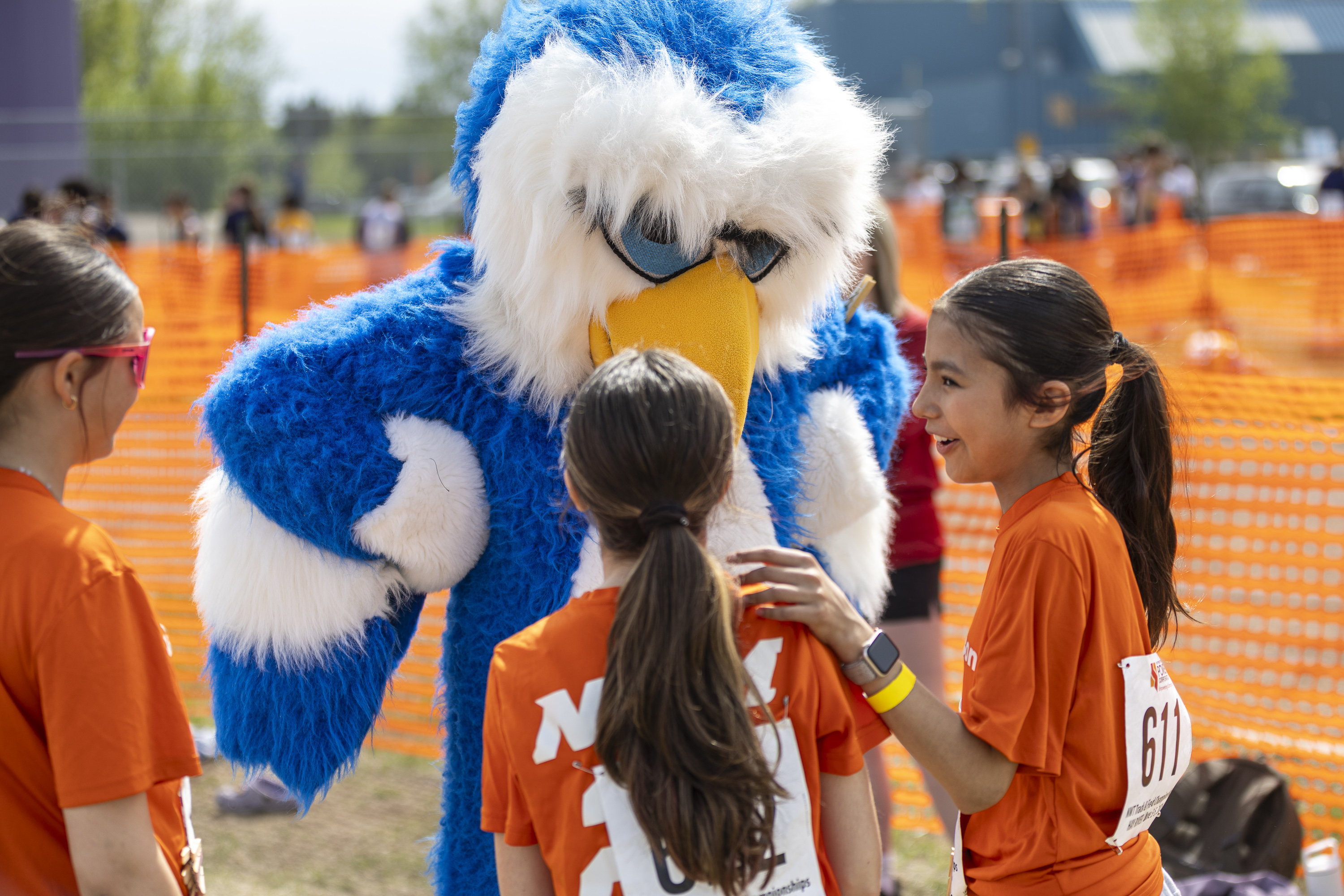 A mascot deals with some tricky customers at Track and Field. Ollie Williams/Cabin Radio