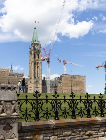 Parliament Hill's Peace Tower is seen in a June 2026 photo. Claire McFarlane/Cabin Radio