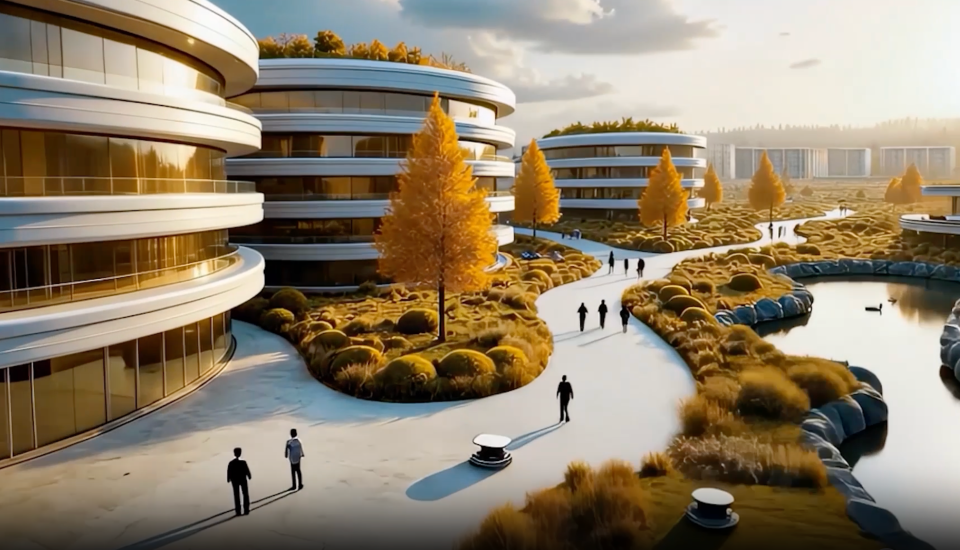 A screenshot from a promotional video published by O'Leary Ventures shows a rendering of the proposed Wonder Valley AI Data Centre.