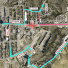 A detail from a City of Yellowknife map showing 50 Avenue road closures and detours.