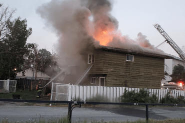 A house fire on Yellowknife's 47 Street early on June 29, 2026. Photo: Submitted