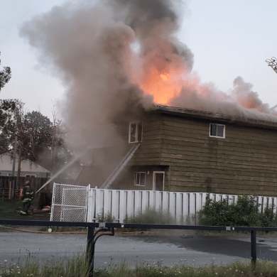A house fire on Yellowknife's 47 Street early on June 29, 2026. Photo: Submitted