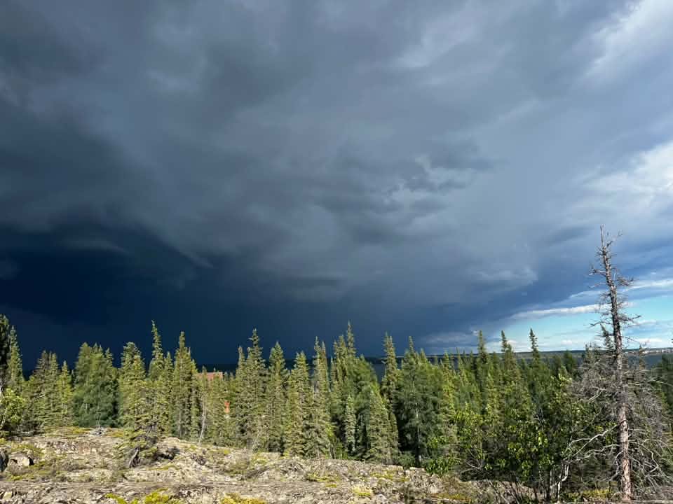 KC Karunaratne caught the storm moving in over the boreal forest.