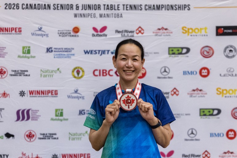 Akiko Iwase with her silver medal from the 2026 Canadian Table Tennis Championships. Photo: Table Tennis North