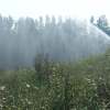 Water falls from a high-volume suppression system installed in Wrigley earlier this week. Photo: NWT Fire