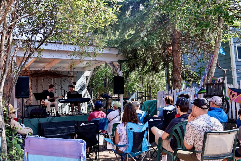 A stage at the 2025 Old Town Ramble and Ride. Aastha Sethi/Cabin Radio