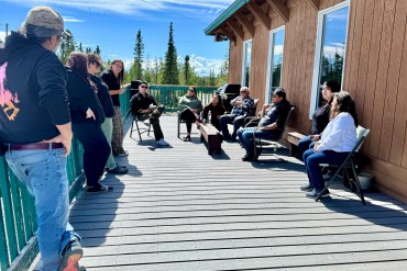 Participants in an Embrace Your Story workshop for Indigenous Guardians in Yellowknife. Dieselle Ford/Cabin Radio