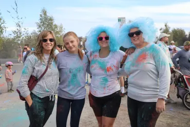Participants prepare to start off the 2025 Colour Run. Aastha Sethi/Cabin Radio