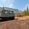 Heavy equipment being used to fight the wildfire north of Wrigley. Photo: NWT Fire