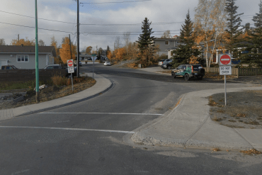 A Google Streetview image of 49 Avenue as seen from 43 Street in October 2025.