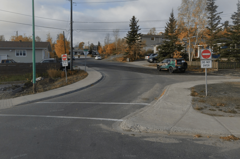 A Google Streetview image of 49 Avenue as seen from 43 Street in October 2025.