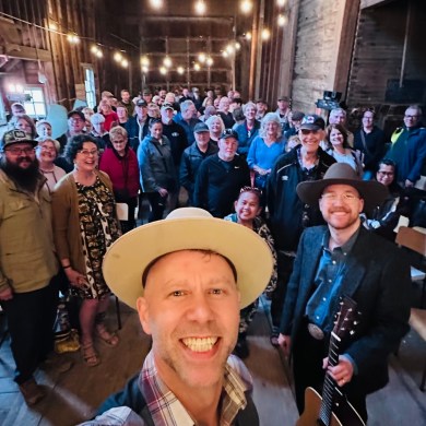Jeffery Straker with guests at a grain elevator concert. Photo: Submitted