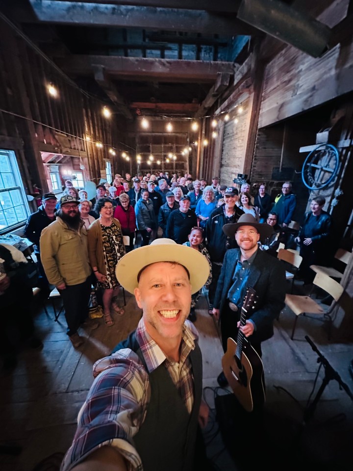 Jeffery Straker with guests at a grain elevator concert. Photo: Submitted