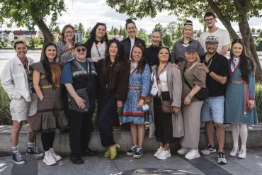 A photo posted to Taalrumiq's Facebook page shows the artists behind the A River Runs Beneath exhibit in Sweden. Photo: Dáidadállu