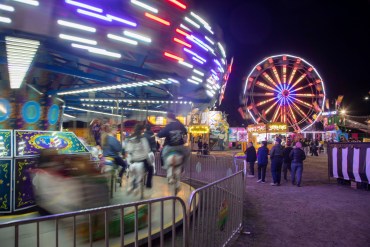 The Wild Rose Yellowknife Fair by night on August 28, 2026. Photo: Bill Braden