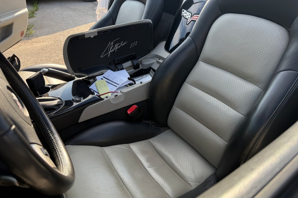 Emerson Fittipaldi's signature on the inside of the centre console. Ollie Williams/Cabin Radio